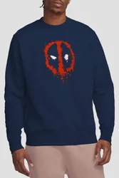 Unisex Deadpool Paint Logo Sweatshirt in Navy Size: Small - Navy - Size: S