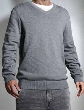 Maglione con scollo a V - grigio chiaro