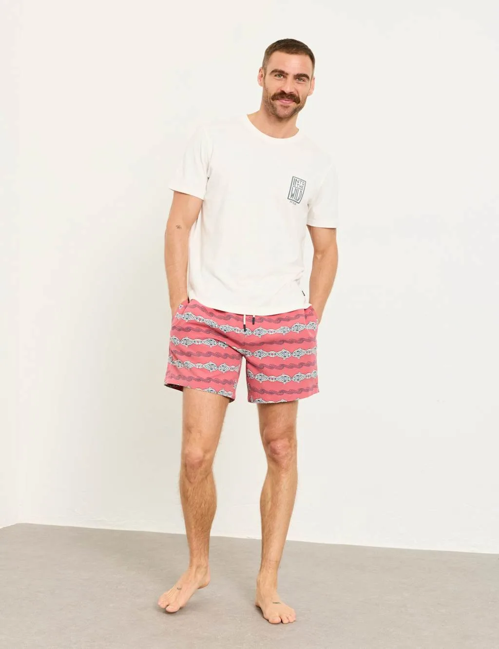 Printed Swim Shorts Pink Mix male - Fatface - FashionsVida