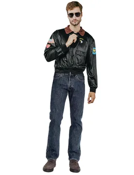 Pilotenjacke für Erwachsene schwarz - KARNEVAL-MEGASTORE - FashionsVida