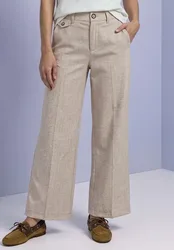 Straight Leg Hose im Melange-Look female Beige