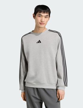 Felpa Essentials 3 strisce French Terry M Medium Grey Heather / White
