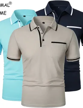 Summer Men's Short Sleeve Breathable T Shirts Solid Color Lightweight Polo Shirt Trendy Loose Basic Splice Top with Pockets - Aliexpress - FashionsVida