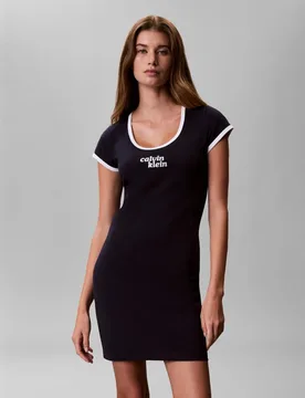 Vestido mujer corto con gráfico - Calvin Klein Jeans - FashionsVida