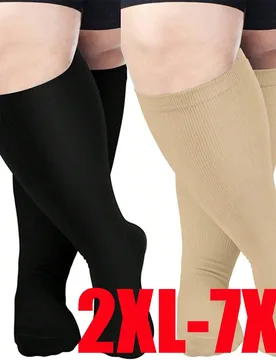 Par de medias de compresión de talla grande, transpirables y de circulación de 20-30 mmHg, para hombres y mujeres, de talla extra grande a 7 extra g - Shein - FashionsVida