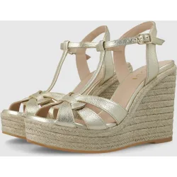 Sandalias de plataforma de mujer en piel metalizada