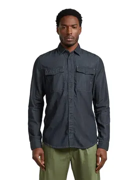 Chemise à Manches Longues Marine Slim Fit Rinsed L