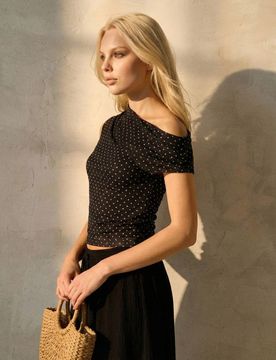 Blusa asimmetrica a pois - multicolor