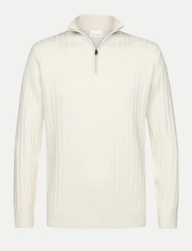 PROFUOMO Halb-Zip Pullover Weiß XL - Profuomo - FashionsVida