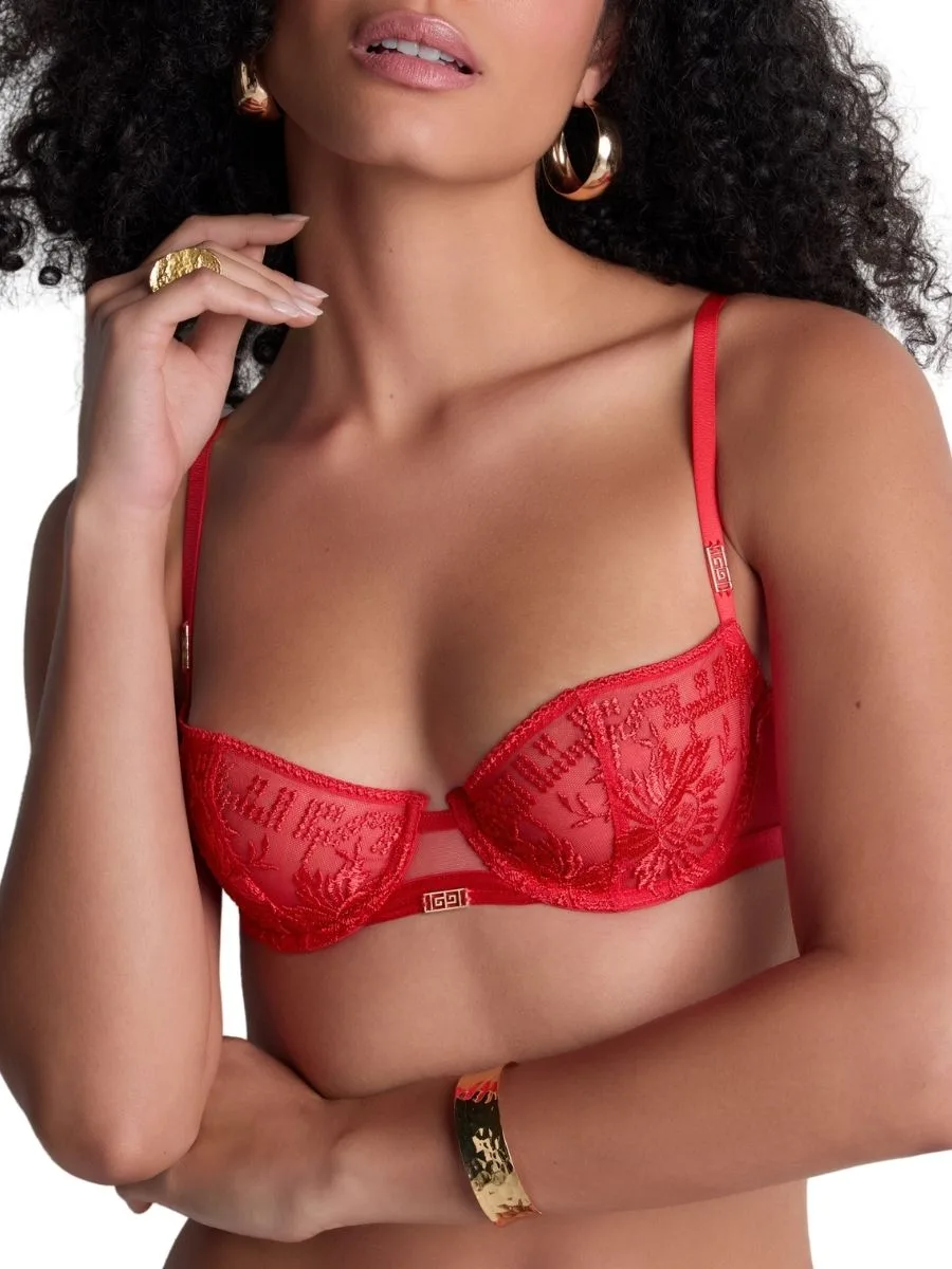 Womens Rules Of Attraction Half Cup Bra - Red Polyamide - Size 32e - Aubade - FashionsVida