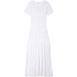 Vestido largo de punto texturizado con perlas
