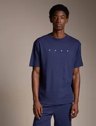 Cotton Rich Ribbed Logo T-Shirt Navy male