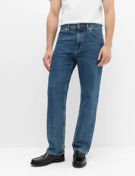 Authentic Relaxed Straight Fit Rigid Jeans Medium Blue male - M&S - FashionsVida