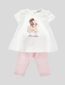 Completo bambina bianco-rosa