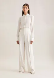 Fließende Hose High Waist Weiß 36