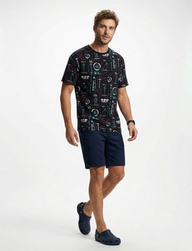 T-shirt in cotone stampato Rick and Morty - nero