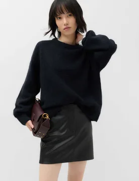 Faux Leather Mini Skirt Black female - M&S - FashionsVida