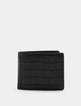 Mock Croc Leather Bi-fold Wallet Black male - M&S - FashionsVida