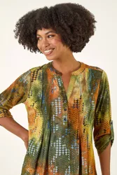 Textured Burnout Print Top - Multicolor - Size: 12