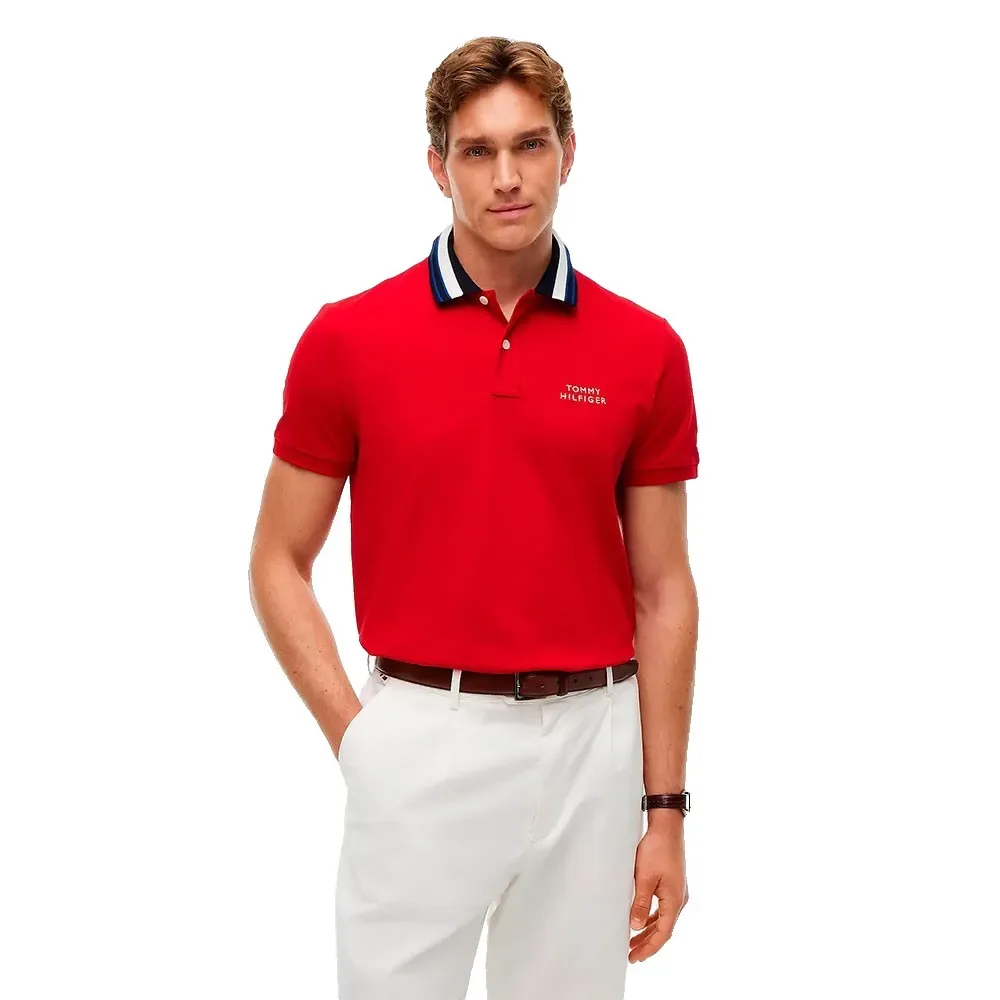 Polo A Maniche Corte Mw0mw665 Regular Fit Medium Red L - Tommy hilfiger - FashionsVida