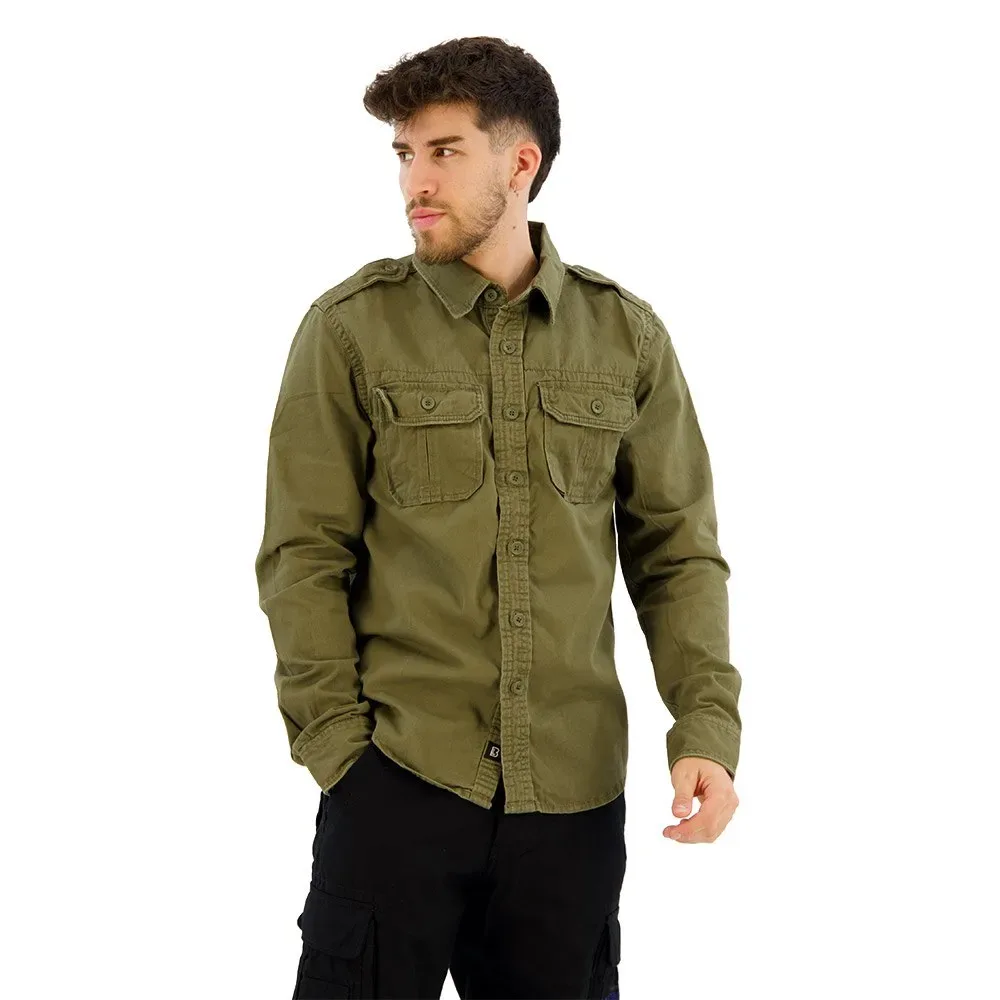 Camicia A Maniche Lunghe Vintage Olive 6XL - Brandit - FashionsVida