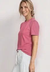 T-Shirt mit Rundhals und Rüschendetails female Pink