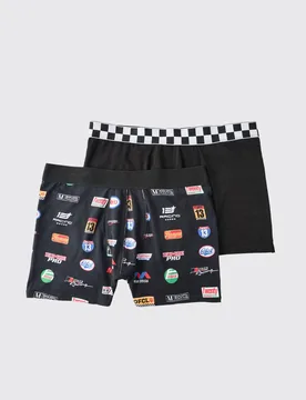 Men's 2 Pack Racing Boxers Size Large Multi L - boohooMAN - FashionsVida