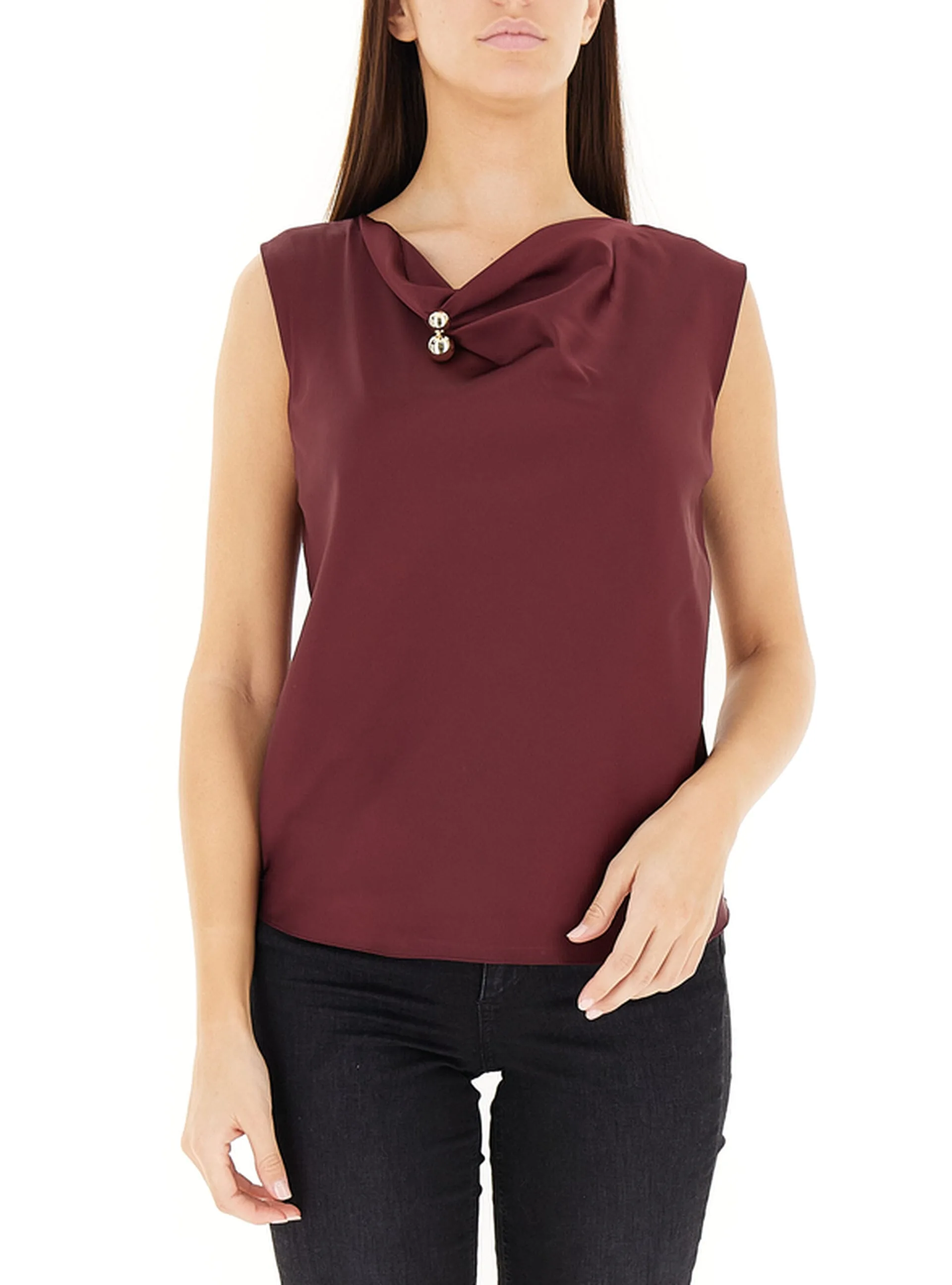 Blusa smanicata BORDEAUX XL - Rinascimento - FashionsVida