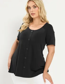 Women's Soft Touch Top in Black Size: 22-24 - Black - Size: 22-24 - Yours - FashionsVida