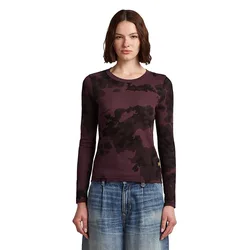 Maglietta A Maniche Lunghe Aop Slim Maroon Forest Camo XS