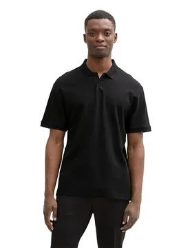 Polo A Maniche Corte Relaxed Structured Black L - Tom tailor - FashionsVida