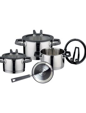 Premium Topfset "Rondello" 7-teilig silber