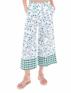 Pantalone misto lino AZZURRO 46