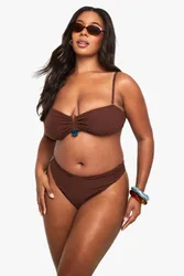 Womens Plus Crinkle High Waist Brief - Chocolate - Size 28 Uk