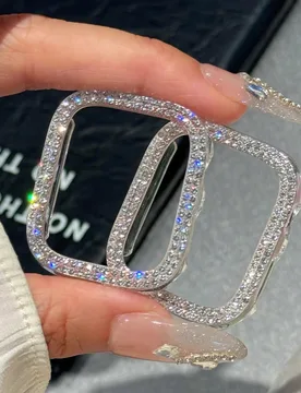 Piezas Funda protectora de cristal brillante con rhinestones, carcasa dura de doble capa ultrafina compatible con Apple Watch 38/40/41/42/44/45/46/49m - Shein - FashionsVida
