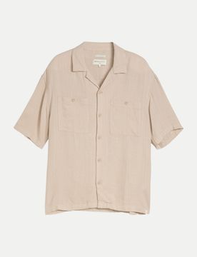 Kurzarm Leinenhemd Beige M