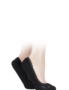 Pair Black Lacy and Plain Fashion Shoe Liners Ladies 4-8 Ladies - - Black - Size: Small - ELLE - FashionsVida
