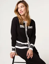 Contrast Colour Co-ord -Button Front Set - 14/16 / BLACK - female