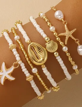 Summer Fashion Casual Starfish Bracelet Women's Set Vacation Ocean Style Shell Bracelet Suitable for Women's Jewelry - Aliexpress - FashionsVida