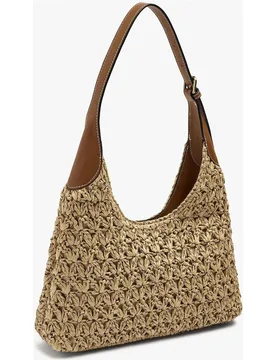 Bolso de hombro efecto rafia con cierre imantado en liso - Parfois - FashionsVida