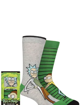 Mens 2 Pair SOCKSHOP Rick and Morty Gift Boxed Cotton Socks Multi 6-11 Mens - Multi Coloured - Size: 6-11 Mens - Film & TV Characters - FashionsVida