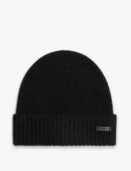 Pure Wool Beanie Hat Black male