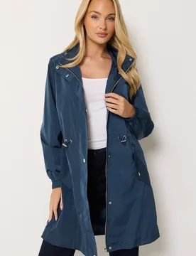 Women's Water Resistant Rain Jacket in Mid Navy Size: 10 - Mid Navy - Size: 10 - M&Co - FashionsVida