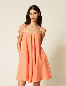 Robe courte en lin mélangé
