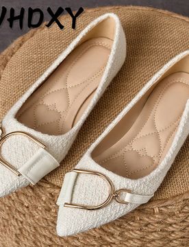Par de zapatos planos de punta fina para mujer, zapatos de trabajo versátiles, mocasines para conducir, zapatos planos de suela blanda con estilo de