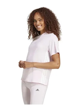 Maglietta A Maniche Corte Essentials 3 Stripes Cotton Clear Pink / White L - Adidas - FashionsVida