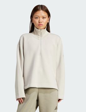 Felpa Soft Lux con zip da Â¼ L Beige