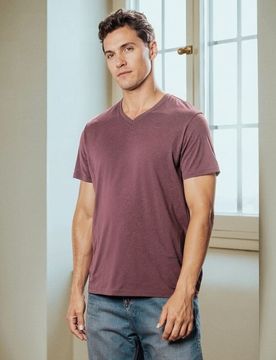 T-shirt basic con scollo a V - malva