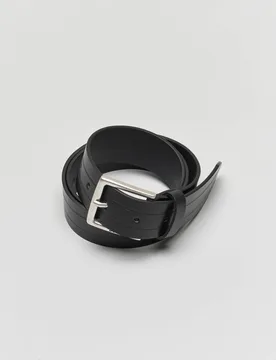 Cintura nera in pelle con doppia riga incisa - BOSS - FashionsVida