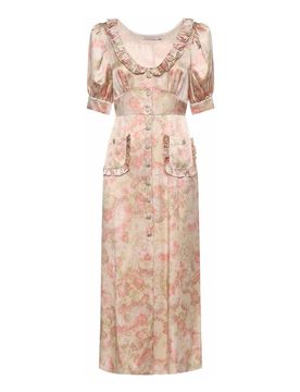 Vestito midi in jacquard di seta stampata
